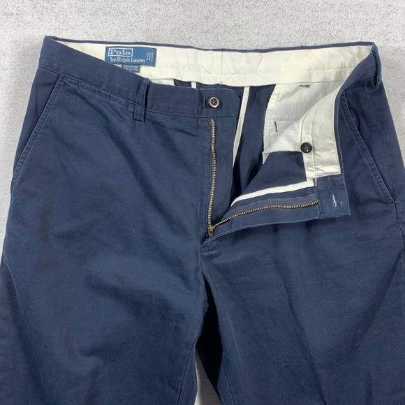 Polo by Ralph Lauren Pants Mens 35x30  Blue Cotton Preston Chino Trousers Preppy - Picture 5 of 13